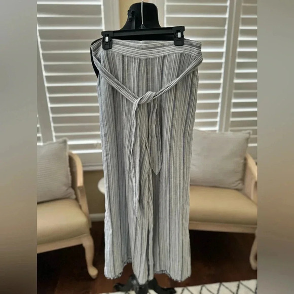 Cloth & Stone x Anthropologie | Striped Wide Leg Pants Frayed Hem - Size S - Picture 1 of 5